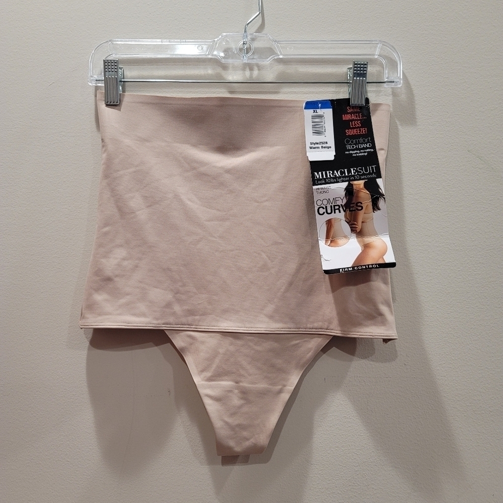 NWT Miraclesuit Comfy Curves High Waist Thong Warm Beige XL